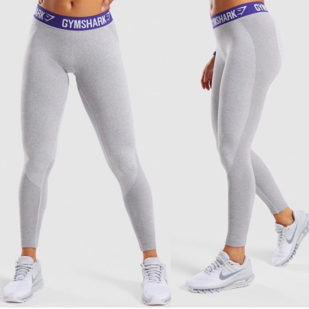 Gymshark Flex Leggings Low Rise Tights Two Tone Gray & Purple Size Medium